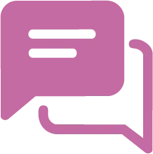 Ícone rosa de balões de conversa