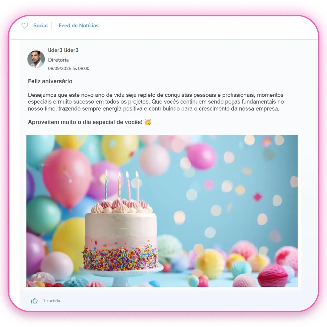 Imagem de tela de feed de notícias do Vibe Social