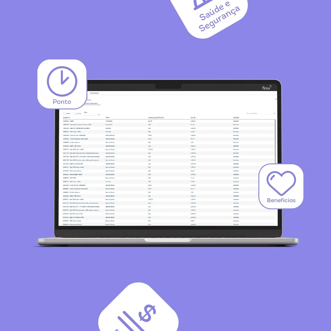 Imagem de notebook com o produto Flow, da Metadados