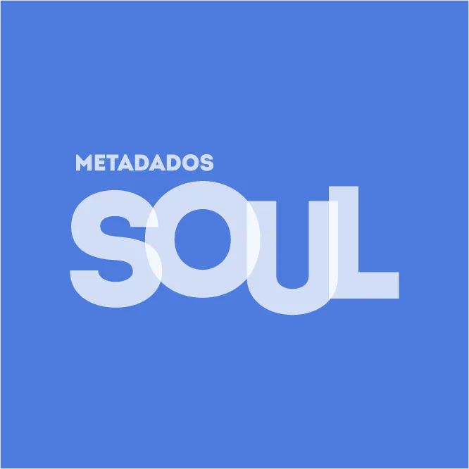Logomarca do Metadados Soul em cor branca e fundo azul
