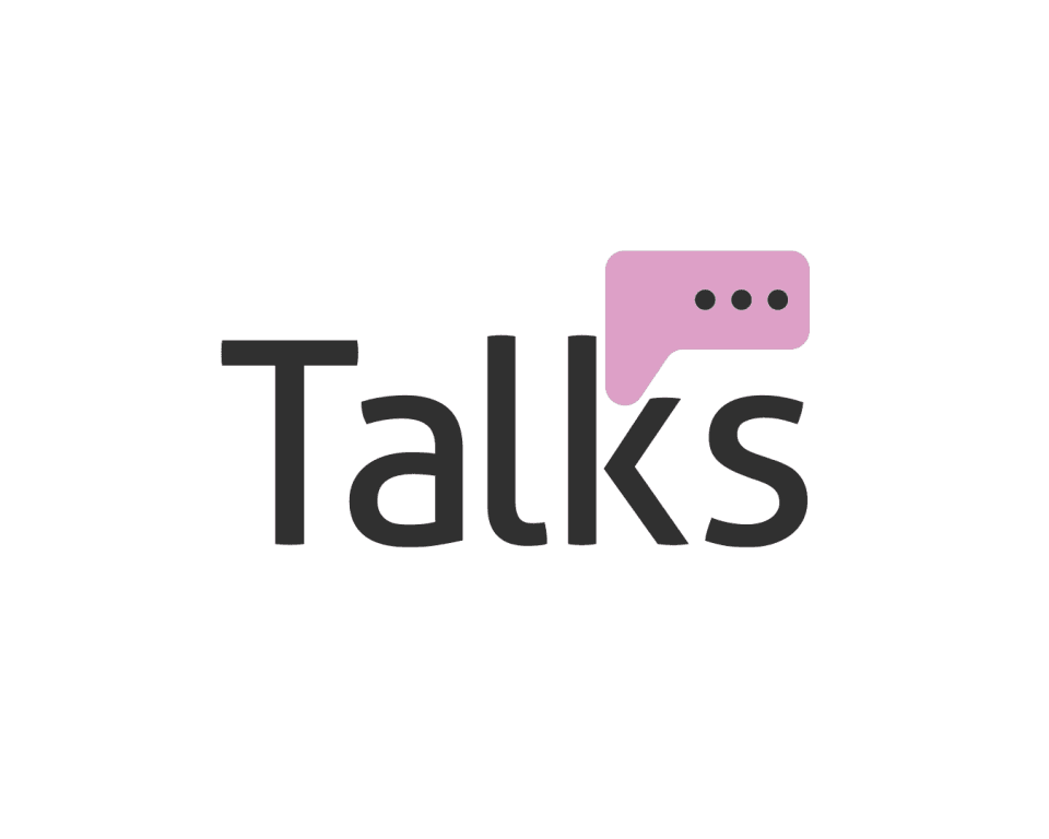 Logo do podcast Talks, da Metadados, em letra branca e fundo rosa