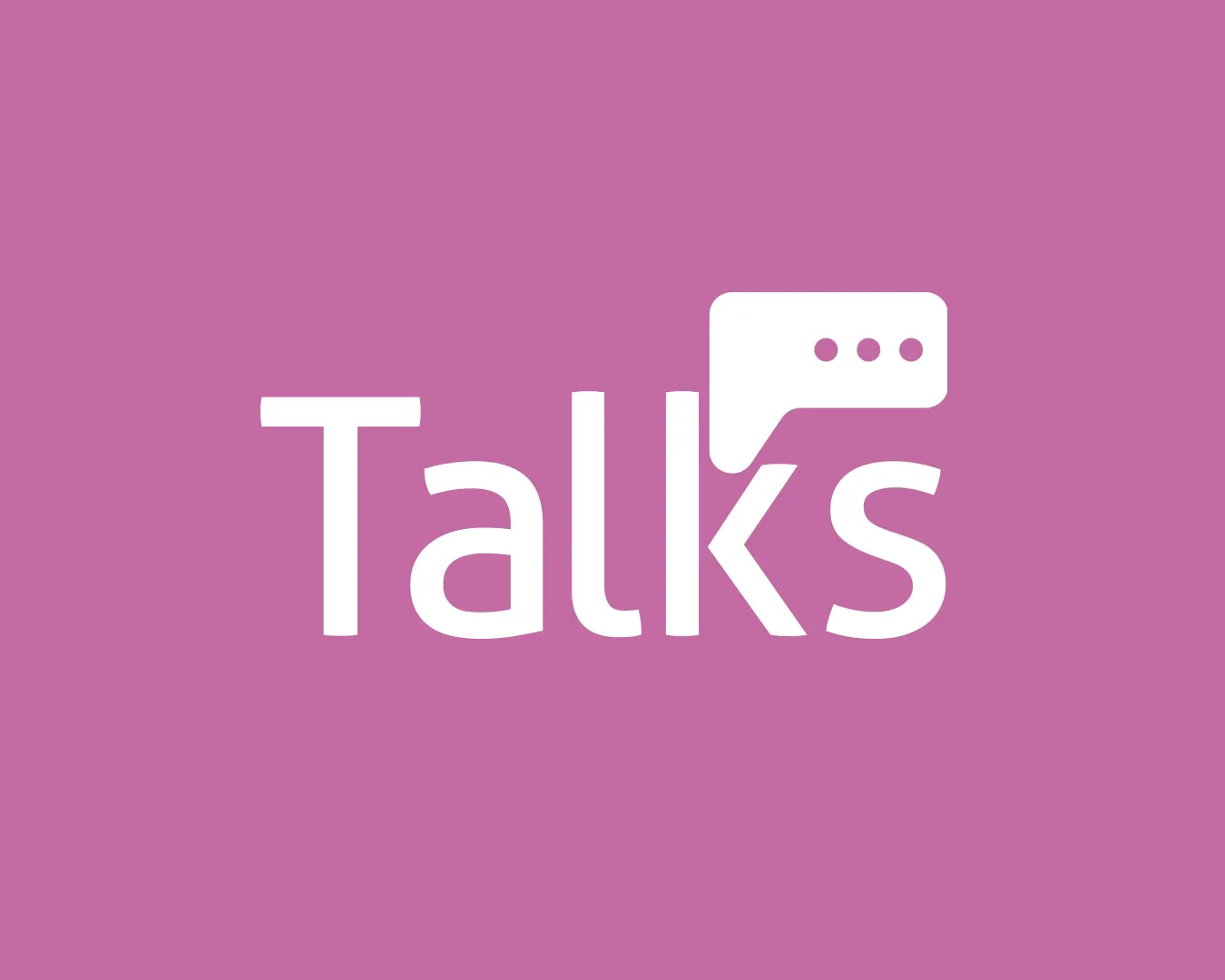 Logo do podcast Talks, da Metadados, em letra branca e fundo rosa