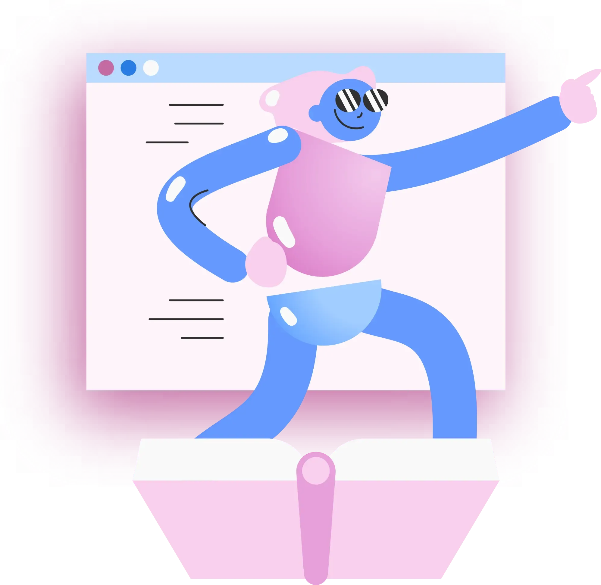 Desenvolvimento Organizacional: ilustração de pessoa apontando para frente