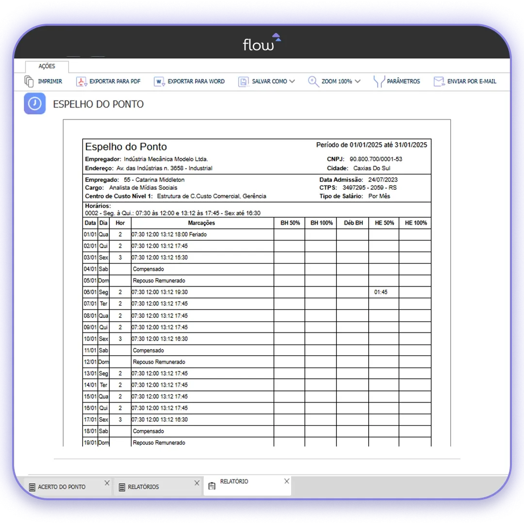 Tela do produto Flow, da Metadados