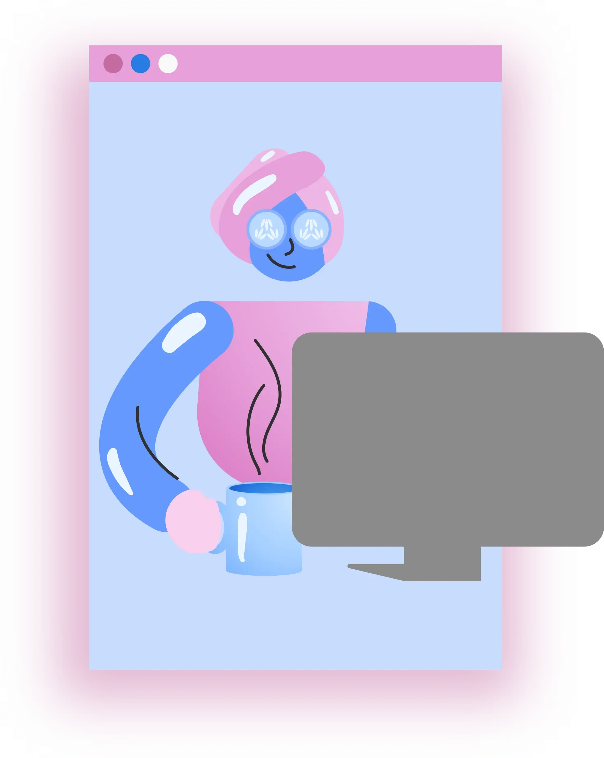 Burnout: ilustração de uma pessoa trabalhando em um computador